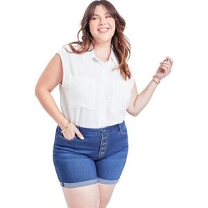 Royalty‎ For Me Exposed Buttons Curry High Rise Cuffed Plus 18W With Stretch